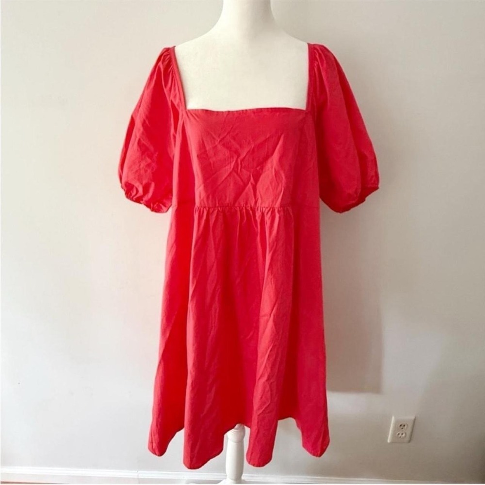 Draper James Dress Womens XXL Babydoll Puff Sleeve 100% Cotton Preppy Beach